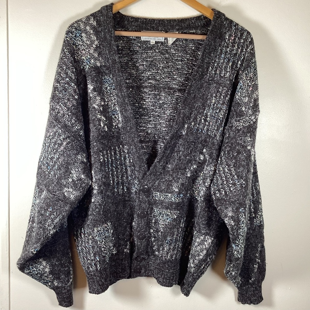 Vtg 90s Santana Cardigan Sweater Men’s Size XL Gray White Pastel Oversized